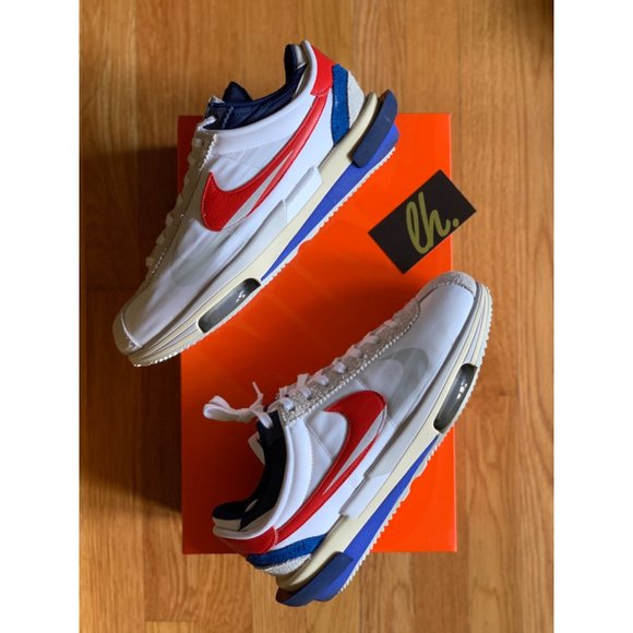 Size 11.5 Nike Zoom Cortez SP Sacai White University Red Blue DQ0581-100 - Picture 6 of 6